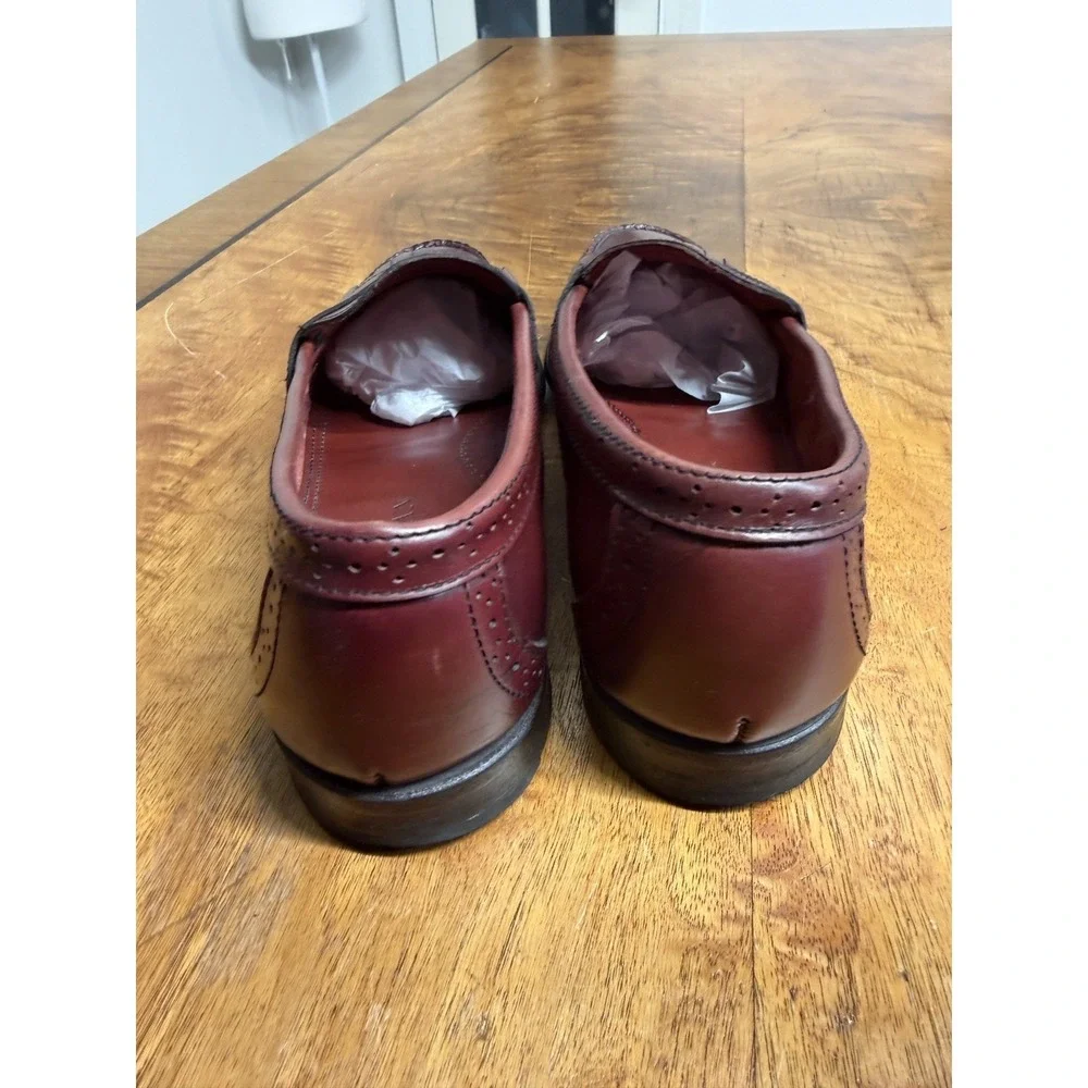 VTG 90 Cole Haan USA Men's 9.5 B  Loafer Oxblood Burgundy Leather Kiltie  Shoes